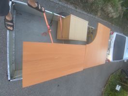 Schreibtisch Buche Optik L-Form mit Schubladencontainer
