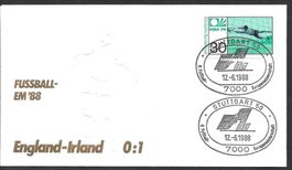 Sonderbrief Fussball EM Deutschland 1988 England Irland 0:1