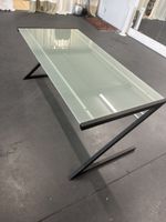 Tisch Glas Metall Z-Gestell 166.5x80cm neuwertig
