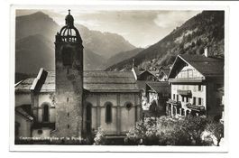 Champéry (VS) L' église et la poste - echte Foto-AK um 1930