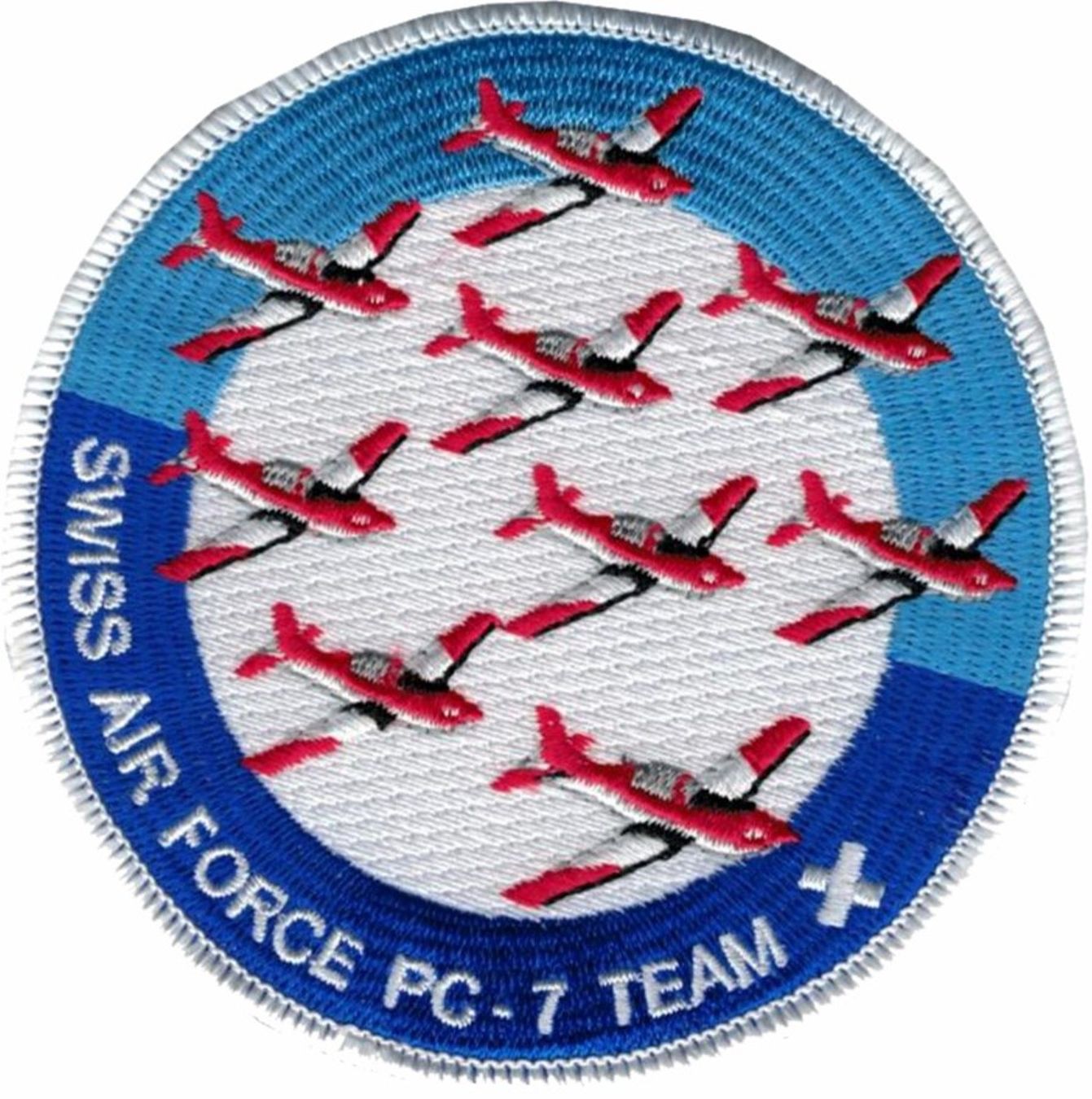 Schweizer Armee Plaketten & Abzeichen: Swiss Air Force PC-7 Team Aufnäher Patch Stoff rar – Neu (gemäss Beschreibung) aus Emmenbrücke von airplane47