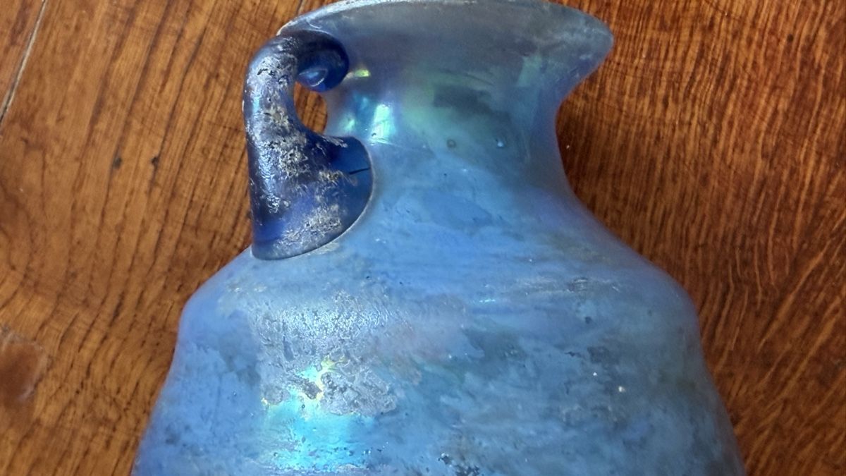 Murano Caraffe: Murano scavo einhenkliger Krug blau – Usato da Riedholz venduto da Frettchen63 7