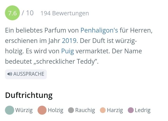 Penhaligon's Profumi & Eau de Toilette: 2 ml TERRIBLE TEDDY PENHALIGON'S ABFÜLLUNG – Nuovo (secondo la descrizione) da St. Gallen venduto da CaliSunshine 2