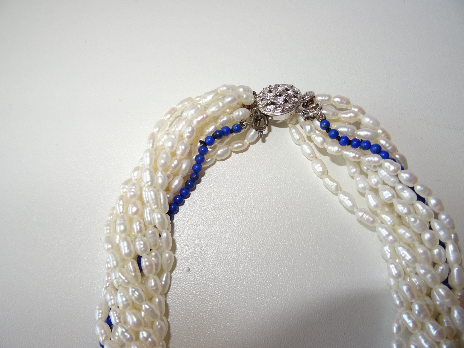 Perle (finte): Süsswasserperlenkette mit Lapis Lazuli – Usato da Lostorf venduto da jogging66 2