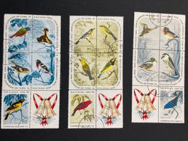 Kuba 1965 Satz Weihnachten Vögel 6er-Block  Zierfeld gestem.