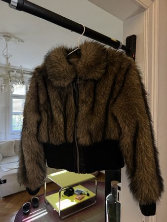 Damen Kunstfell Jacke braun schwarz
