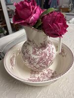 Antikes Waschset, Winde, Porzellan, Schüssel & Krug, Shabby