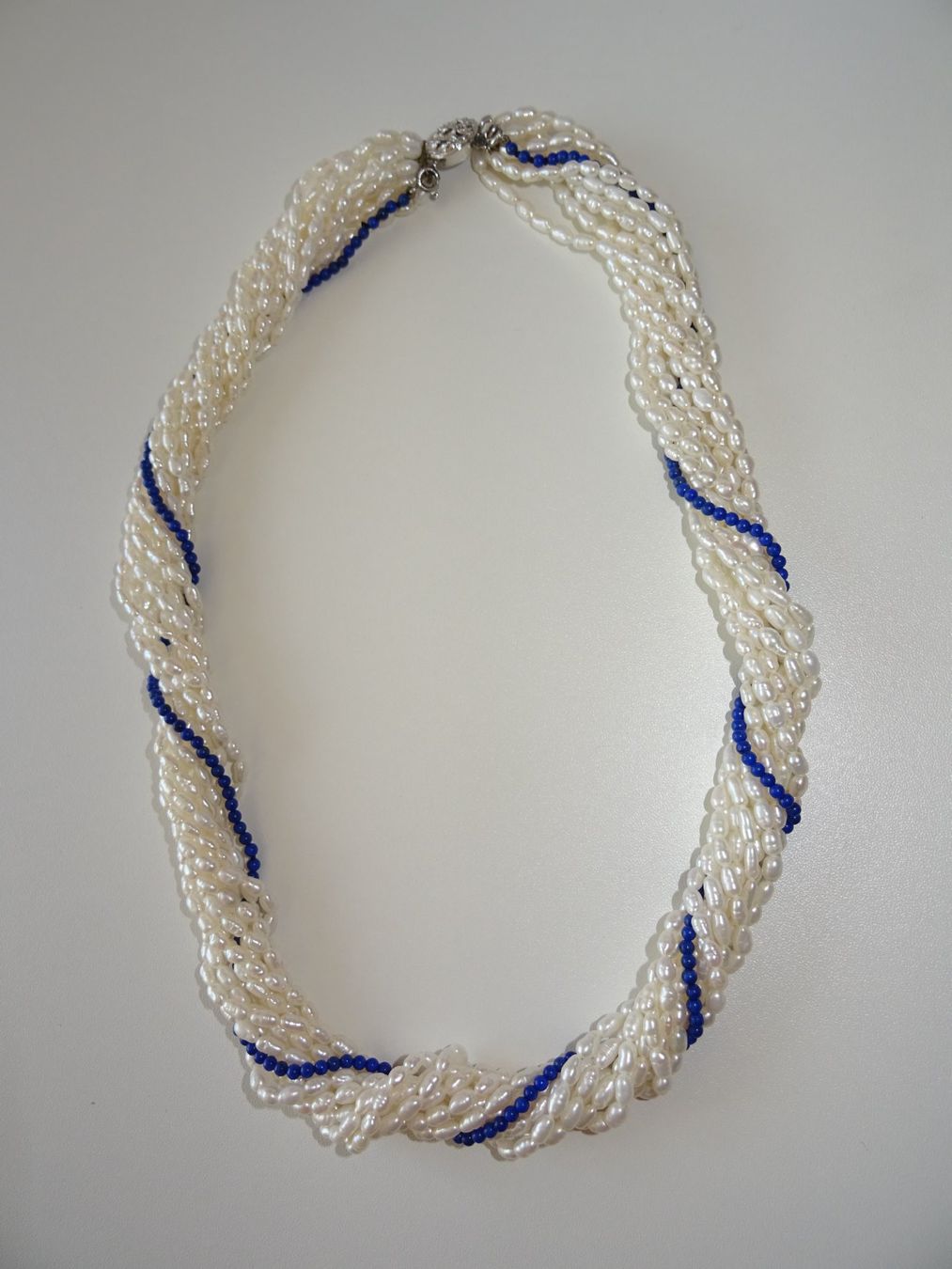 Perle (finte): Süsswasserperlenkette mit Lapis Lazuli – Usato da Lostorf venduto da jogging66
