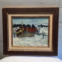 Winterliches Ölgemälde auf Leinwand, signiert Cobet..