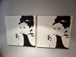 2 Canvas Prints Audrey Hepburn – Schwarz-Weiss – 90x90 cm