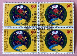 Viererblock Nr.963 Stempelt  150 Jahre Post 1999