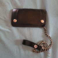 Geldbörse Leder Schwarz mit Kette gebraucht