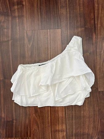 weisses asymetrisches ZARA Crop-Top, Size S