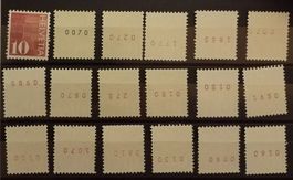 3570) 483RM, Lot, 18 Rollenmarken mit Nr. postfrisch