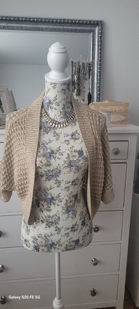 Strickjacke Cardigan Beige mit Glitzer Gr.L