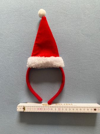 Weihnachts Haarreif mit Nikolausmütze rot neu