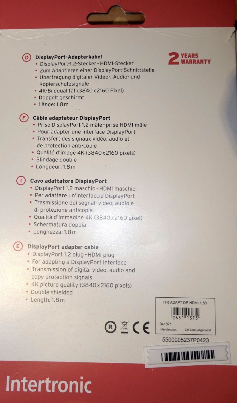 Câbles: DisplayPort Adapterkabel – Neuf (Voir description) à Luzern par Simsam567 1