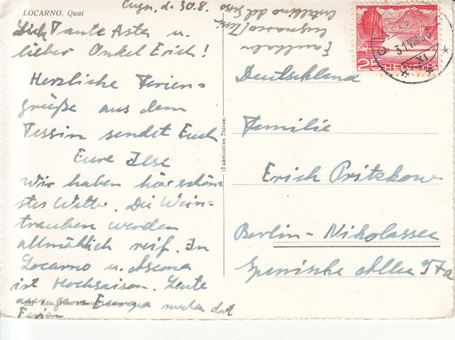 Cartoline postali: Locarno 1953 – Usato da Bürglen TG venduto da StampGraf 1