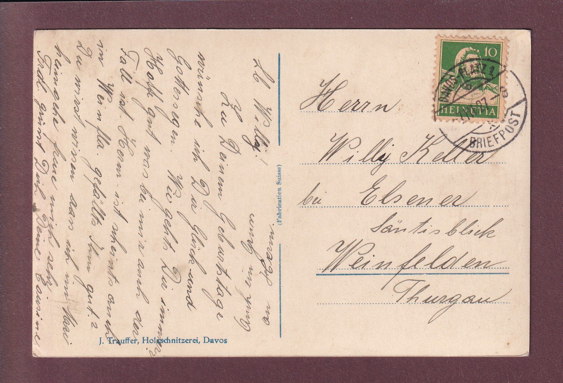 Ansichtskarten: DAVOS - 1927 – Gebraucht aus Pully von nicecards 1