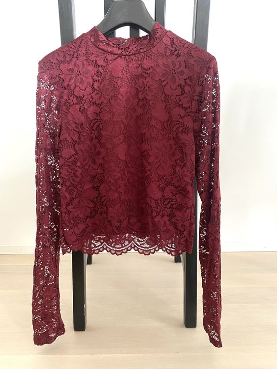 Aoulaydo Langarm-Spitzen-Top Für Damen - Durchsichtiges Netzstoff-Oberteil Mit Blumenstickerei & Stehkragen | Perfekt Zum Layern