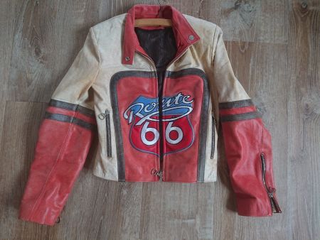 Jacke vintage Leather route 66 veste motard