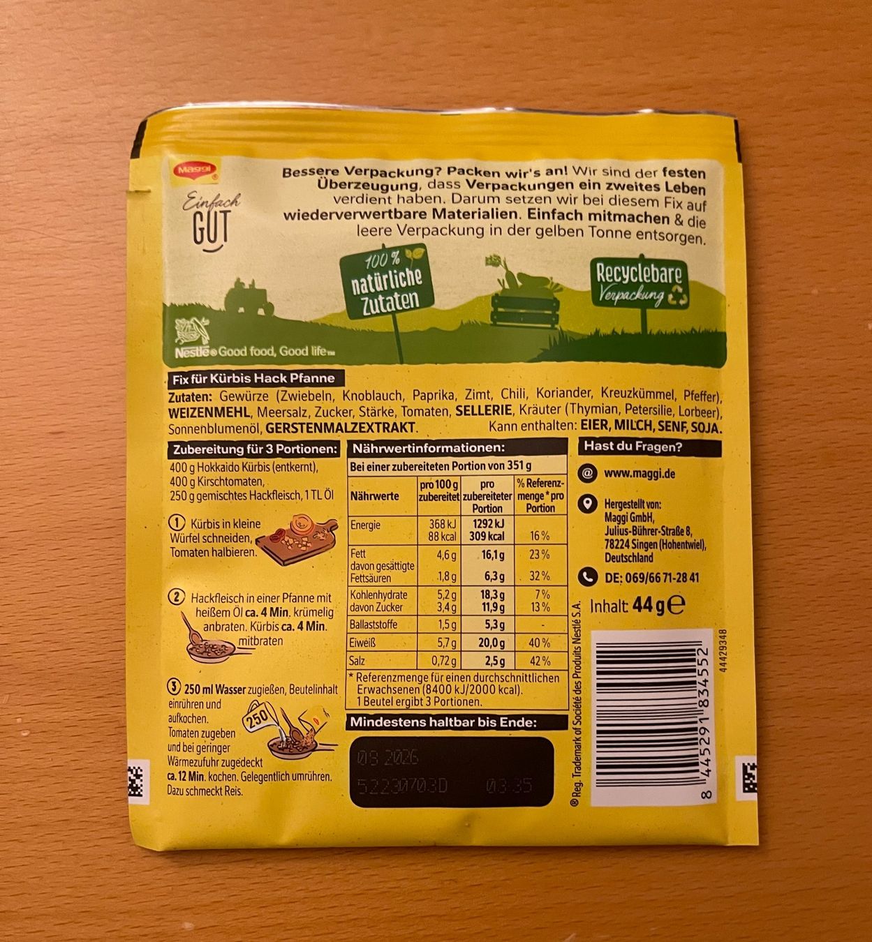 Maggi Cibi & Specialità: 6 Beutel Maggi Fix Kürbis Hack Pfanne mit Thymian – Nuovo e nell'imballaggio originale da Basel venduto da Seifehuesli 2