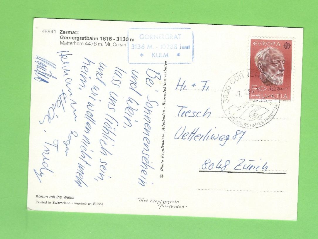 Cartoline postali: Matterhorn Postkarte Gornergratbahn – Usato da Zürich venduto da t24_de 1