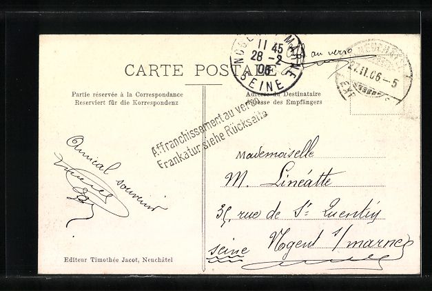 Cartoline postali: Neuchatel, Denkmal, Panorama, Gebäudean – Usato da Berlin venduto da bartko-reher 1