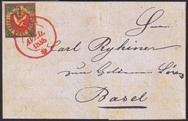 1845 Basler Taube Brief auf Albumblatt, Neudruck