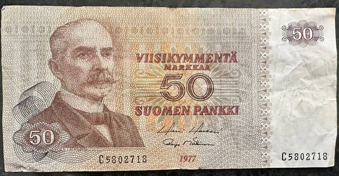 Banconote: Finnland 50 Markkaa Geldschein, 1977 – Usato da Beringen venduto da Mantafisch1