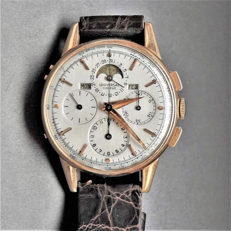 Universal Geneve Tri Compax Chronograph, rar in 18k Rotgold (Gebraucht ...