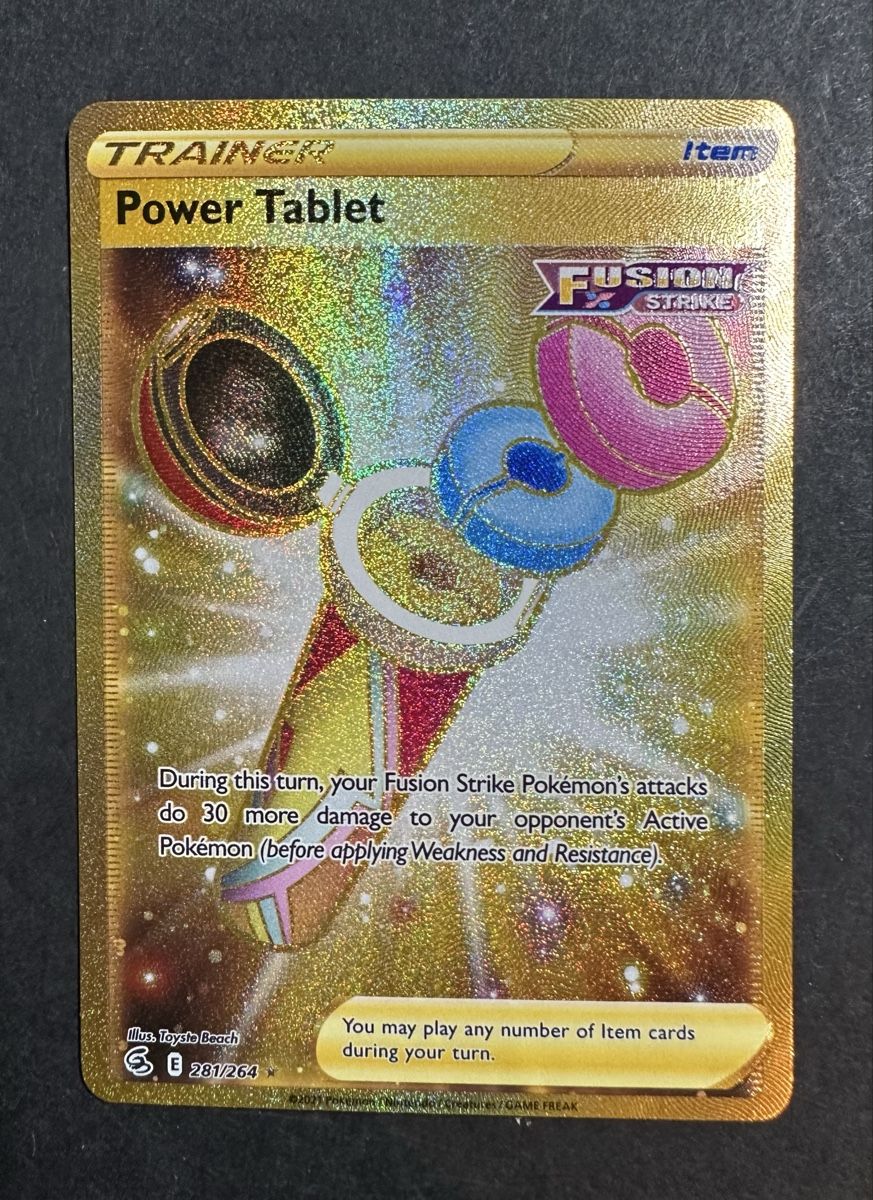 gold power tablet pokemon card TCG - Fusion Strike Full Art Holo 281/264 variation to centering Pokemon - Terapagos ex 173/142
