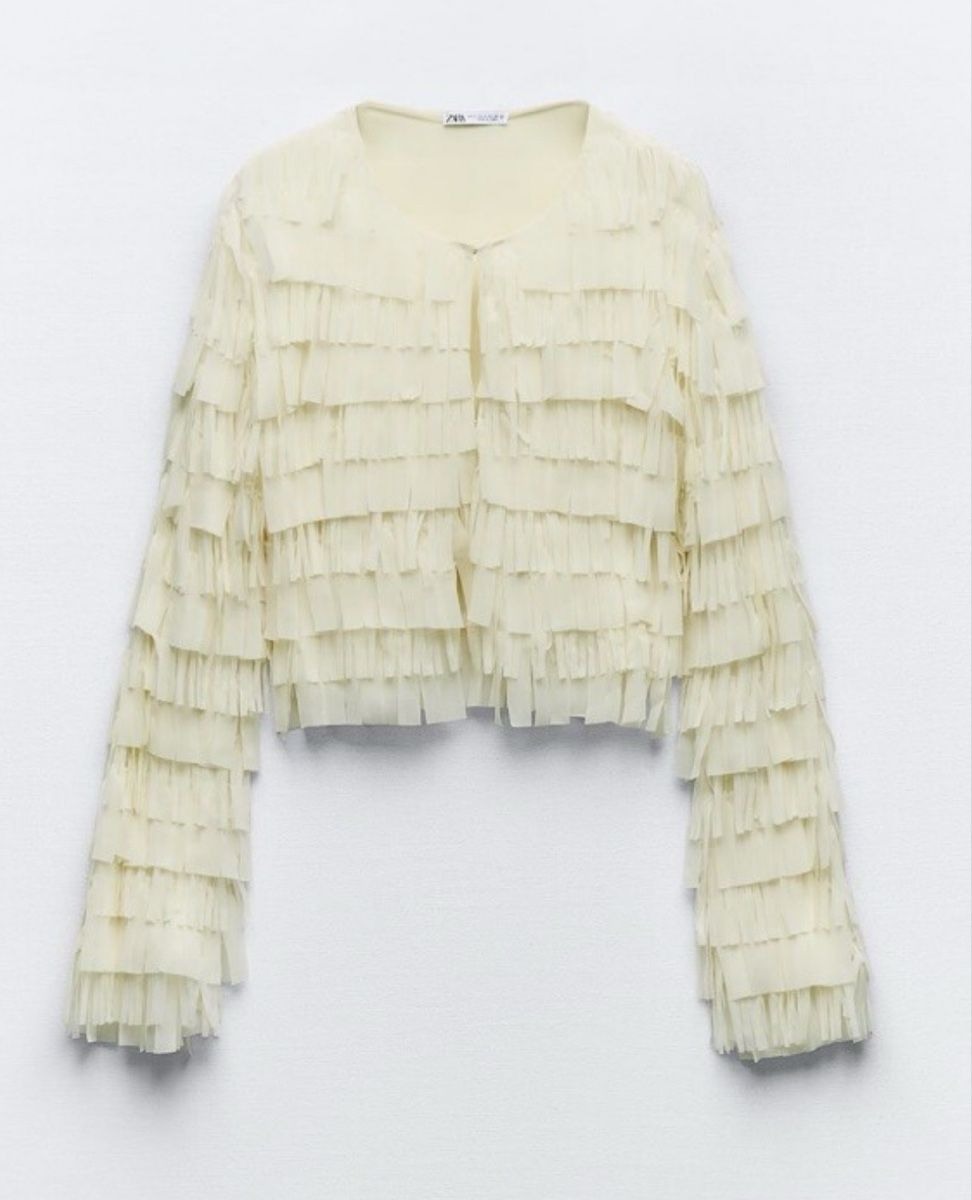 Zara Giacche: Zara Fransen Jacke, Vanilla – Usato da Baden venduto da Tiffany6878 7