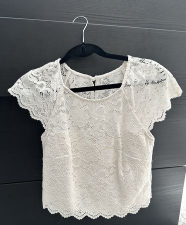 Standesamt: weisses crop-top aus Spitze, Grösse S