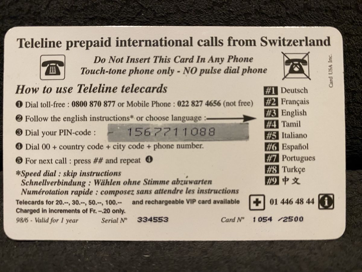 Telefon- & Taxkarten: Teleline – Gebraucht aus Lausanne von babacard10 1