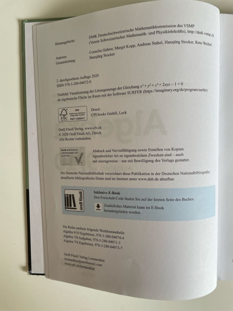 Livres: Mathebuch Algebra 9/10 – D'occasion à Zürich par mar_x8z8 2