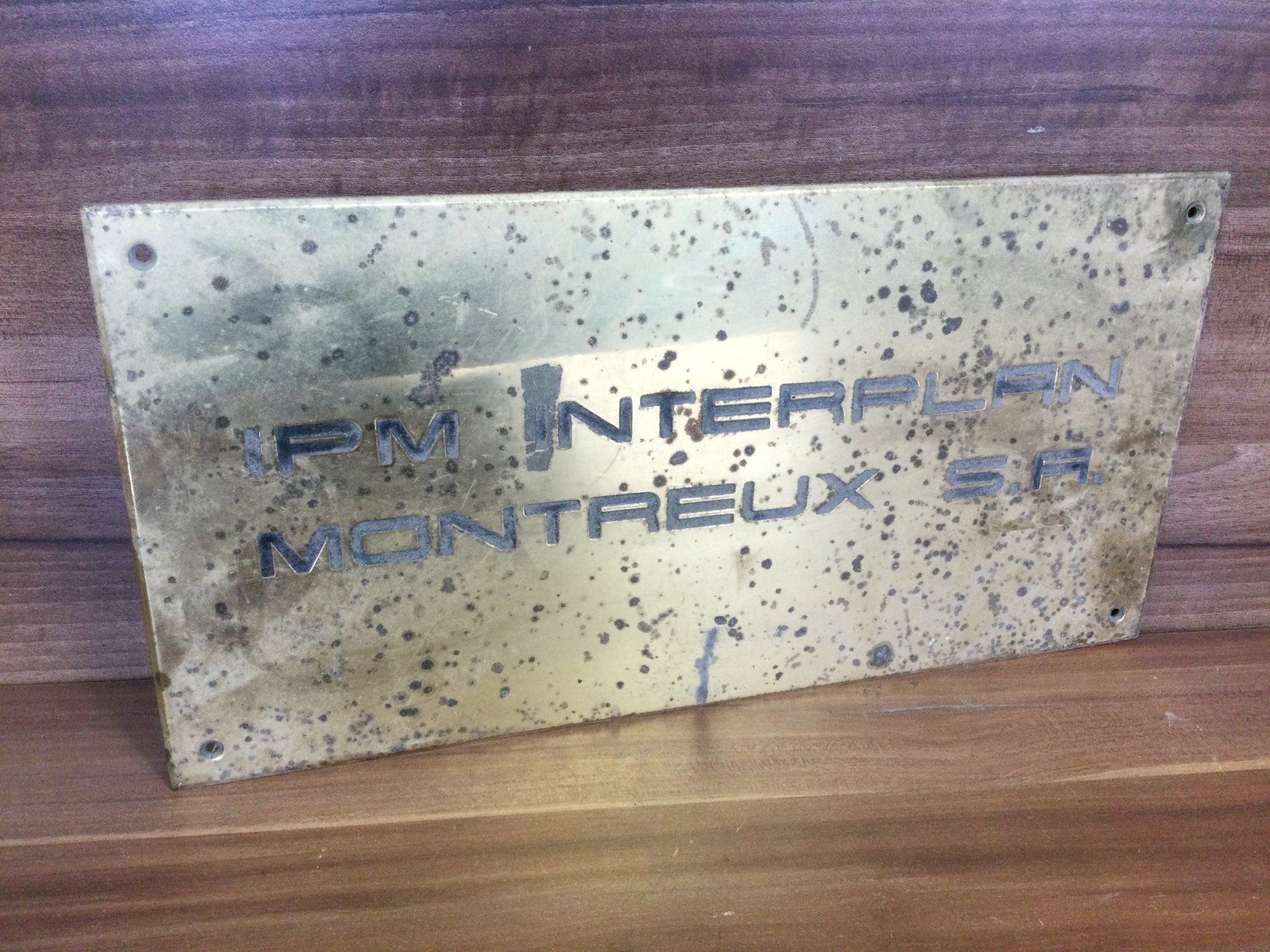 Ecriteaux: Altes Schild IPM INTERPLAN MONTREUX SA Messing – D'occasion à Wangen SZ par kuriosum12 1