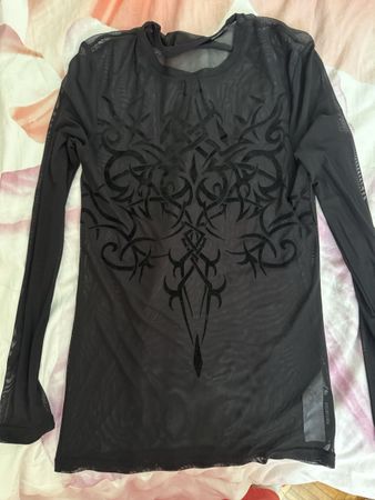 T-shirt manches longues noir, semi transparent 