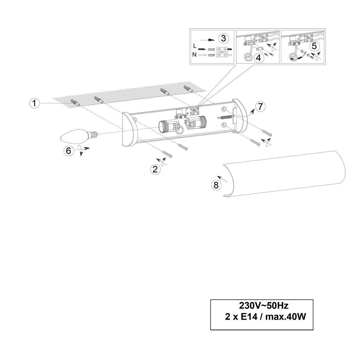 Lampen: Wandleuchte, Weiss, 31 cm x 8 cm – Neu (gemäss Beschreibung) aus Kreuzlingen von Smart-Light 4