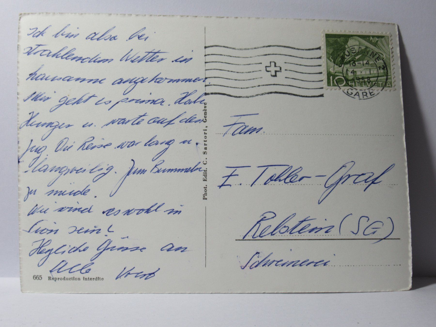 Cartoline postali: Souvenir de Lausanne  1958 – Usato da Grenchen venduto da Bluemchen1900 1