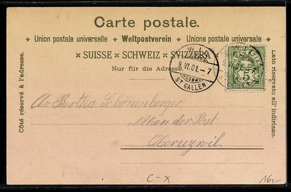 Cartoline postali: Litho Wyl, Asyl, Bahnhofstrasse, St. Pet – Usato da Berlin venduto da bartko-reher 1