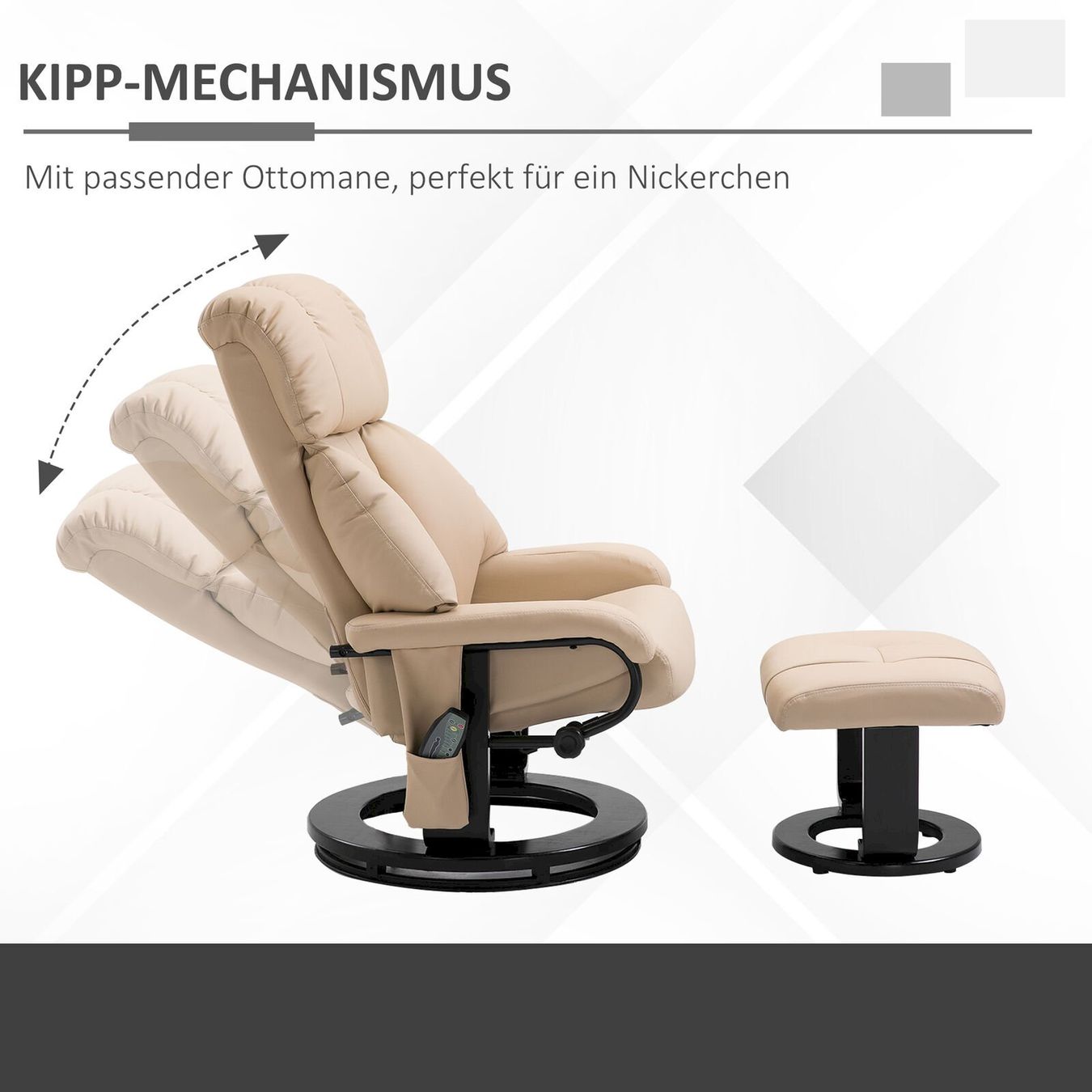 Dispositivi per massaggi: HOMCOM Relaxliege mit Hocker Beige – Nuovo e nell'imballaggio originale da Bottighofen venduto da zaap 5