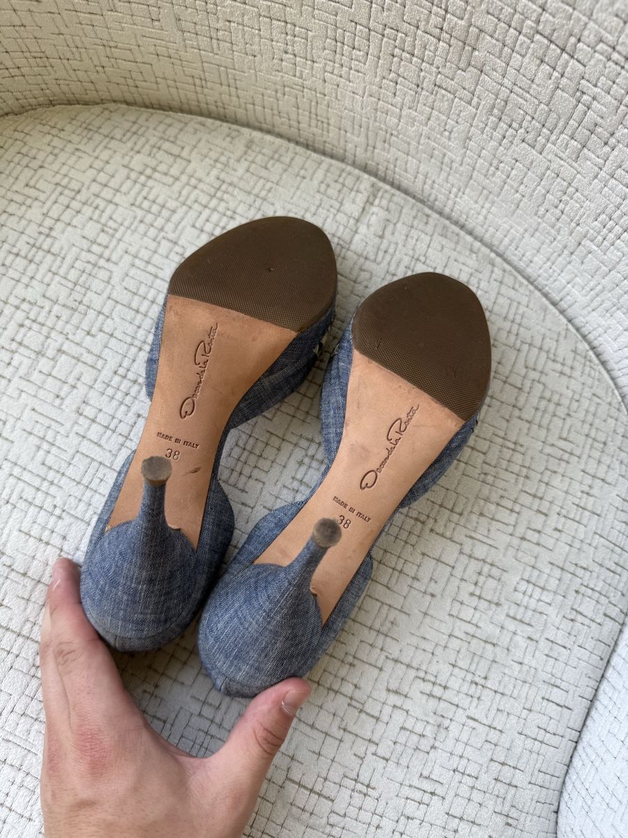 Damenschuhe: Escarpins Oscar de la Renta denim et python – Taille 38 – Neu (gemäss Beschreibung) aus Genève von iry_67wr 7