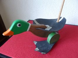Schiebe Stoss Holz Ente Vintage
