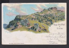 Rigi   -   alte Litho AK von Staffel und Kulm, gest. 1901