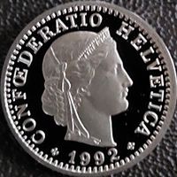 20 Rappen 1992 pp / aus Münzsatz / in einer Münzkapsel