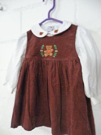 Süsses Mädchen Kleid/Blusli mit Teddybär, Grösse 86