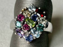 Ring, Granat, Peridot, Citrin, Tansanit, Amethyst, Gr. 57