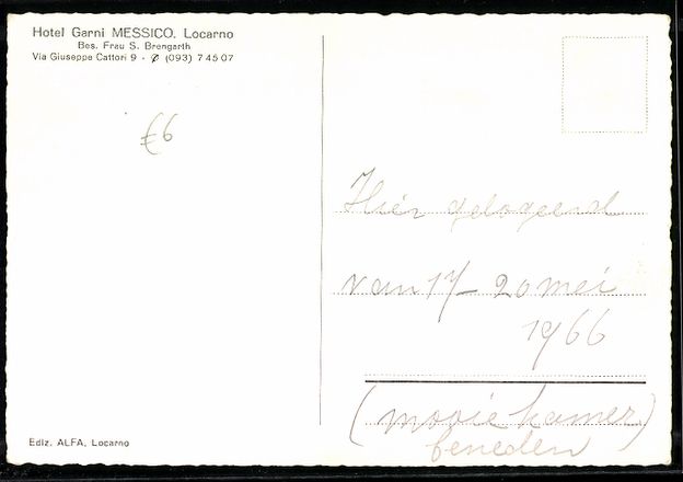 Cartoline postali: AK Locarno, Hotel Garni Messico – Usato da Berlin venduto da bartko-reher 1