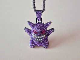 Collier Pokémon Ectoplasma Métal et Strass avec Chaîne